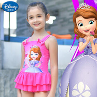 迪士尼（DISNEY）SPQ10052A 苏菲亚公主连体系列 连体三角背心裙式公主女童游泳衣 玫红色 130
