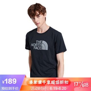 北面 The North Face  2019春夏新款吸湿排汗户外休闲男款短袖T恤  NF0A3V7A  V7N 黑色 M