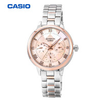 卡西欧（CASIO）手表 SHEEN 女士三盘六针时尚腕表石英表 珍珠贝母表盘 SHE-3055SPG-4A