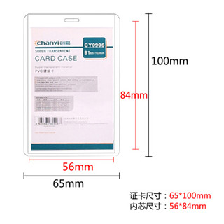 创易（chanyi）6个卡套+6个挂绳 B1硬胶卡防水PVC证件卡套 竖式 透明 工作证员工牌胸卡 透明卡套 CY0906