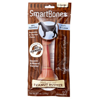 SmartBones宠物零食狗零食磨牙棒狗咬胶 洁齿骨洁齿棒花生味 大号-1支装