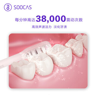 素士(SOOCAS)电动牙刷 成人口腔护理 美白声波牙刷感应充电式X3蓝牙少女粉金USB套装版