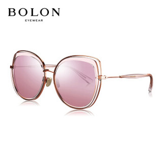 暴龙BOLON太阳镜女款经典时尚太阳眼镜蝶形框墨镜BL6038D30