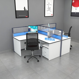 麦森maisen 麦森（maisen）办公家具 屏风卡座职员办公桌子 7字型单人位 不带活动柜 蓝+白色 MS-TX-8211