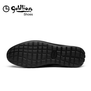 金利来（goldlion）凉鞋男都市商务休闲鞋套脚轻便穿孔透气简约皮鞋596720087ALD-黑色-44码