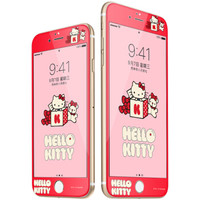 Hello Kitty 苹果iPhone8/7钢化膜 全覆盖卡通手机保护贴膜 3D软边防碎彩膜 棉花糖凯蒂 红色