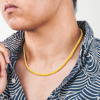 商品cbai 菜百首饰 黄金项链 足金男士大气扁泰国项链 计价 约29.