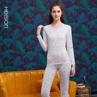 海之宁 可爱少女印花款纯棉青少年内衣学生修身亲肤舒适薄款打底女士紧身秋衣秋裤套装HQWNT91119 粉色 XL