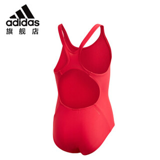 阿迪达斯 adidas 儿童泳衣女学生 基础训练 防晒舒适高弹抗氯 大女童温泉连体泳衣 DQ3375 128