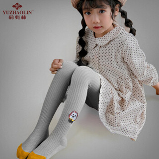 俞兆林（YUZHAOLIN）儿童连裤袜女童针织打底裤宝宝卡通棉质袜子 灰色刺绣款 L