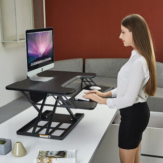 恰宜电脑桌升降桌站立办公桌台式电脑显示器支架工作台学习桌办公家具A4-B（黑）