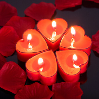 FOOJO 红色心形蜡烛套装 生日浪漫求婚表白蜡烛 10只心形送花瓣