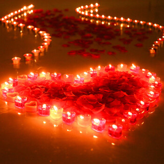 FOOJO 红色心形蜡烛套装 生日浪漫求婚表白蜡烛 10只心形送花瓣