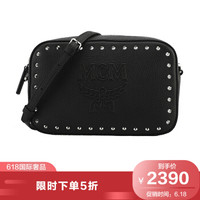 MCM 女士黑色牛皮革铆钉款单肩斜挎包 MYZ9SCZ80BK001