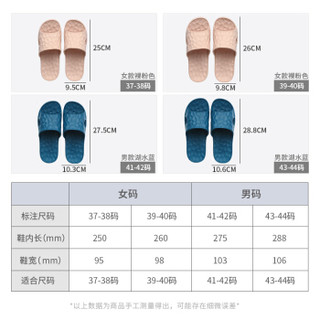 百草园拖鞋女 居家浴室拖鞋 男女情侣款家居室内厚底防滑洗澡凉鞋夏季沙滩凉拖 女款天蓝色39-40