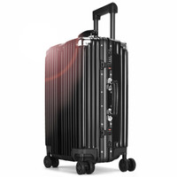宾豪BINHAO 拉杆箱 奢华铝框万向轮 皮把手行李箱 男士旅行箱 登机箱 20英寸 W169 黑色