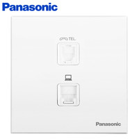 松下（ Panasonic） 开关插座面板 电脑电话插座面板 2孔电脑 电话墙壁弱电插座 悦宸86型 WMWM415 白色