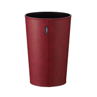 阿司倍鹭（ASVEL）时尚家用客厅卧室皮革垃圾桶 塑料卫生间厨房创意皮套垃圾筒圆形纸篓 红色10L