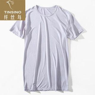 TINSINO 纤丝鸟 男士圆领短袖衫凉感吸湿速干T恤单条装 浅灰色 L(175/100)