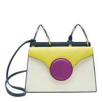 DANSE LENTE 女士藏蓝色/米白色/芥末黄牛皮单肩斜跨包 DS0015 MINI PHOEBE COTTON/LIME
