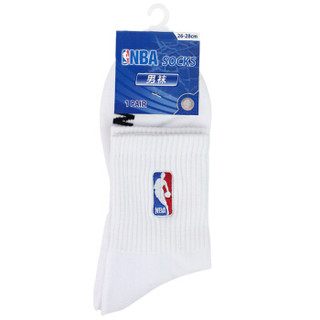 NBA 专业篮球袜 男士中筒运动毛圈底吸汗缓冲透气跑步袜3双装 白色 均码