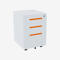 麦森（maisen）活动柜 办公职员文件资料储物抽屉小矮柜子 橘+白套色 可定制 MS-HDG-203