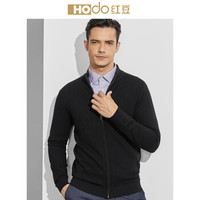 红豆 Hodo 男装 羊毛衫男简约商务系列拉链门襟纯羊毛羊毛衫 S5黑色 165/84A
