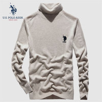 U.S.POLO ASSN. 羊毛衫男 2019秋冬新品时尚商务休闲百搭毛衣半高领纯色修身保暖男装 6194115109 云驼色 56