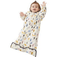 威尔贝鲁（WELLBER）婴儿睡袋宝宝可调节厚棉儿童信封式成长防踢被子熊猫森林90cm