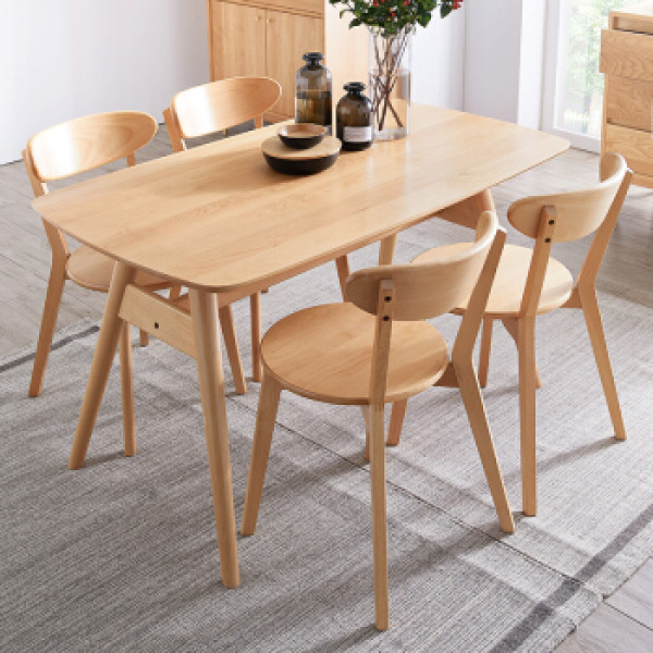 家逸实木餐桌一桌四椅现代简约餐桌椅组合家用餐厅桌椅长方形饭桌套装