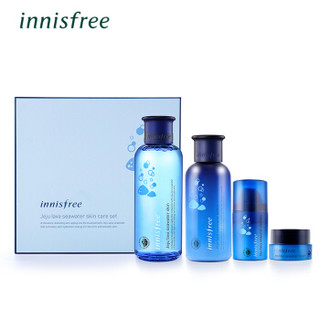 悦诗风吟 Innisfree 济州熔岩海水菁妍护肤套装 柔肤水200ml润肤乳160ml精华露15ml面霜10ml 紧致弹润质酸钠