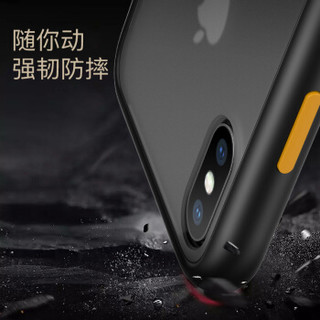 美国0度 苹果xs max手机壳 iPhone XS max磨砂透明保护套防指纹简约硬壳硅胶边全包防摔（黑色xsmax）