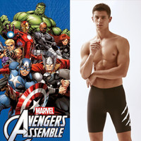 迪士尼 DISNEY 五分泳裤 男士游泳裤 漫威正版授权弹力舒适速干不贴身 黑豹款4XL码