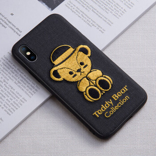 泰迪珍藏 iphone xs max手机壳苹果xsmax保护套 创意3D立体刺绣全包硅胶防摔软壳 泰迪公仔