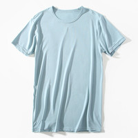 纤丝鸟TINSINO男士圆领短袖衫铜氨纤维凉感吸湿速干T恤单条装 灰绿色 M(170/95)