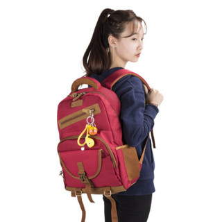 泰若（Taero）学院风格书包韩版休闲双肩包潮青年通用中学生大学生书包15.6英寸电脑背包防泼水TR-301红色