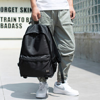 七匹狼男士背包牛津布双肩包男休闲简约15.6寸时尚潮流旅行包大学生书包 黑色B0301062-201