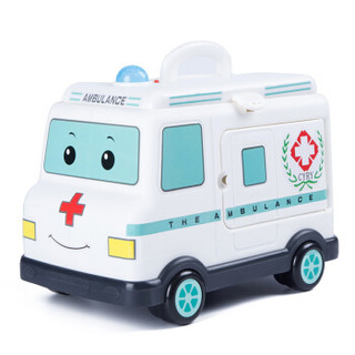 爸爸妈妈（babamama）医生玩具救护车套装 女孩过家家工具 儿童教具 带声音光医药箱31件 3306-1 蓝色