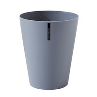 MR 妙然 素色简约圆形垃圾桶无盖加厚时尚纸篓厨房办公室垃圾桶 灰色
