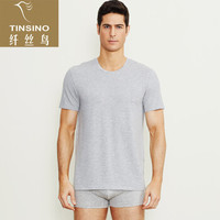 纤丝鸟TINSINO竹棉男士半袖衫春夏圆领速干网眼亲肤透气运动T恤单条装 麻灰色 M(170/95)