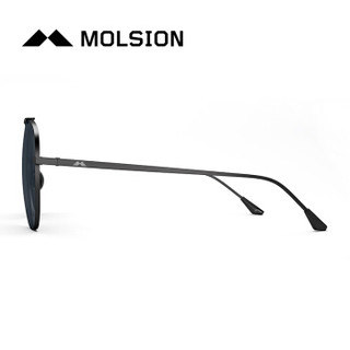 陌森（Molsion）MS7021 太阳镜男 偏光蛤蟆墨镜 C10镜框哑黑色|镜片蓝灰色