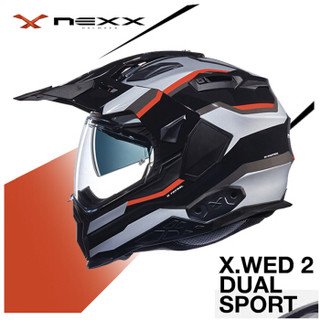 NEXX X.WED2 荒原系列X-PATROL 亚洲版型 旅行全盔碳纤维复合材料电动摩托车头盔 黑银红线条色 M
