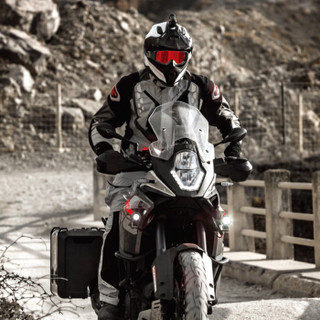 NEXX X.WED2 荒原系列X-PATROL 亚洲版型 旅行全盔碳纤维复合材料电动摩托车头盔 黑银红线条色 M