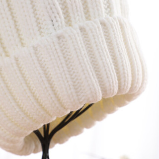 南极人帽子女冬季韩版可爱学生时尚潮流百搭保暖针织毛球毛线帽N2E8X825232 白色