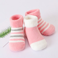 馨颂婴儿袜子三双装春秋冬棉质儿童袜子套装 粉色 12-14(S)(0-1岁)