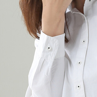 南极人（Nanjiren）衬衫女休闲长袖纯色衬衣修身显瘦打底衫女 棉质白色 S
