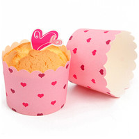 CHEFMADE 学厨 马芬纸杯蛋糕模具 粉色爱心 7cm烤蛋糕纸杯 25只装 附送插卡 烘培纸杯工具 蛋糕杯 WK9277