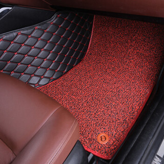 恒卡 订制全包围丝圈汽车脚垫专用于奥迪A4L宝马3系奔驰E级金牛座凯迪拉克ATS博瑞君越阿特兹 黑色红线+红色