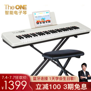 The ONE智能电子琴AIR新品 61键电子钢琴 成人儿童初学乐器 蓝牙多功能 白色+琴包