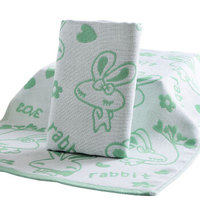 中国结 毛巾家纺 竹纤维双层纱布卡通儿童毛巾 绿色 40g/条 30*50cm